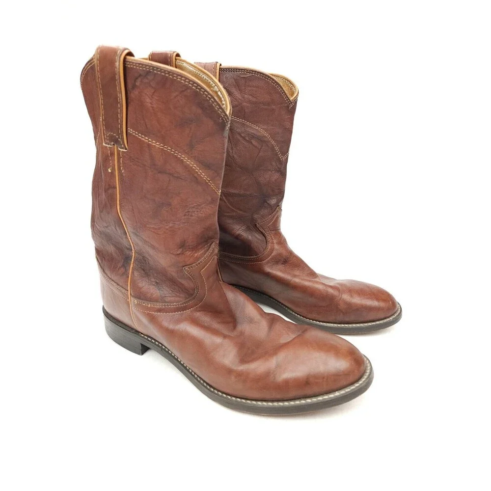 Justin Boots Brown Leather Western Cowboy Boot